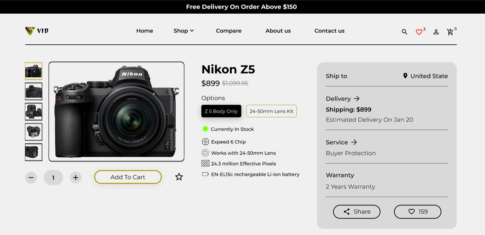 Camera Store Website Design delivers a sleek, user-friendly online platform showcasing cameras, accessories, and gear. Designed for easy browsing and secure shopping, it highlights product features with clear visuals and smooth navigation.